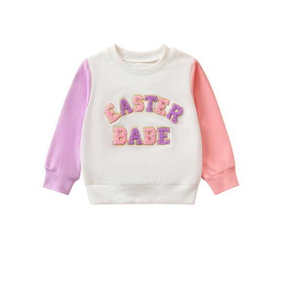Bagilaanoe Newborn Baby Girl Boy Easter Sweatshirt Long Sleeve Letter Rmbroidery Pullover 3M 6M 9M 12M 18M 24M Infant Spring Loose Tee Tops