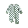 thumbnail image 1 of Bagilaanoe Newborn Baby Girl Boy Fall Pajamas Checkerboard Print Long Sleeve Jumpsuits 3M 6M 9M 12M Infant Zipper One Piece Rompers, 1 of 6
