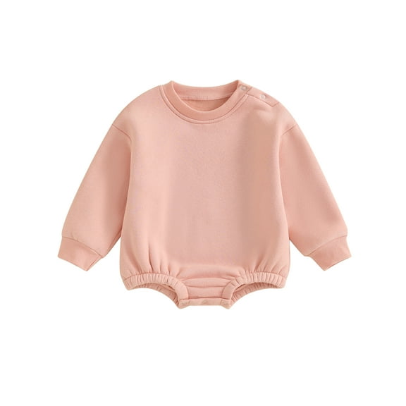 Bagilaanoe Newborn Baby Girl Boy Fleece Romper Sweatshirt Long Sleeve Bodysuits Pullover 3M 6M 9M 12M 18M Infant Fall Casual Tee Tops