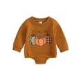 thumbnail image 1 of Bagilaanoe Newborn Baby Girl Boy Halloween Romper Sweatshirt Long Sleeve Bodysuits Pumpkin Print Pullover 3M 6M 12M 18M Infant Casual Tee Tops, 1 of 9