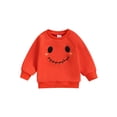 thumbnail image 1 of Bagilaanoe Newborn Baby Girl Boy Halloween Sweatshirt Long Sleeve Pumpkin Print Pullover 3M 6M 9M 12M 18M 24M Infant Fall Loose Tee Tops, 1 of 7