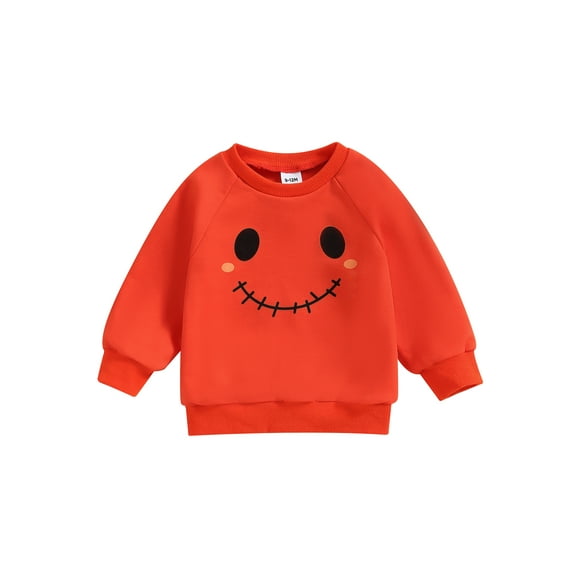 Bagilaanoe Newborn Baby Girl Boy Halloween Sweatshirt Long Sleeve Pumpkin Print Pullover 3M 6M 9M 12M 18M 24M Infant Fall Loose Tee Tops