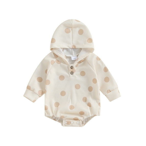 Bagilaanoe Newborn Baby Girl Boy Hood Romper Sweatshirt Long Sleeve Bodysuits Print Pullover 3M 6M 12M 18M 24M Infant Waffle Tee Tops