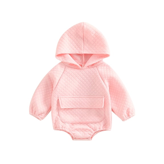 Bagilaanoe Newborn Baby Girl Boy Hooded Romper Long Sleeve Plaid Print Bodysuit 6M 12M 18M 24M Infant Casual One Piece Jumpsuit with Pocket