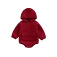 thumbnail image 1 of Bagilaanoe Newborn Baby Girl Boy Hooded Romper Sweatshirt Long Sleeve Bodysuit Fall Winter Pullover with Pocket 6M 12M 18M 24M Infant Casual Tee Tops, 1 of 8