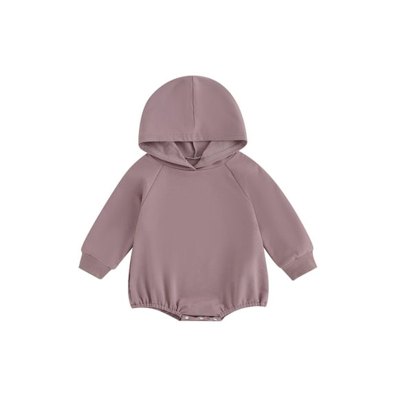 Bagilaanoe Newborn Baby Girl Boy Hooded Romper Sweatshirt Long Sleeve Bodysuits Solid Color Pullover 3M 6M 12M 18M Infant Casual Tee Tops