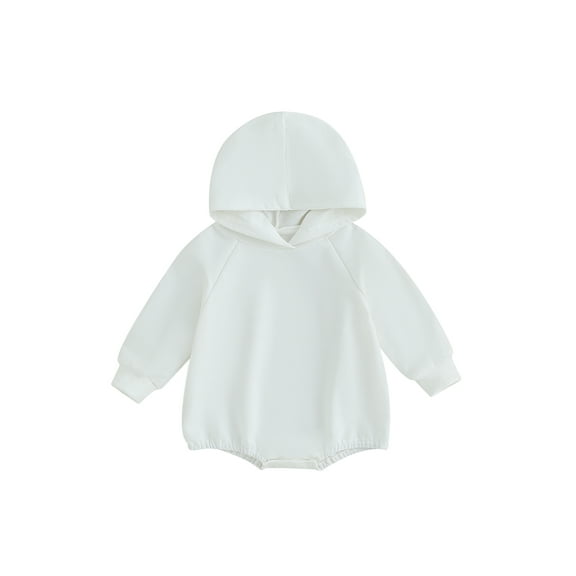 Bagilaanoe Newborn Baby Girl Boy Hooded Romper Sweatshirt Long Sleeve Bodysuits Solid Color Pullover 3M 6M 12M 18M Infant Casual Tee Tops