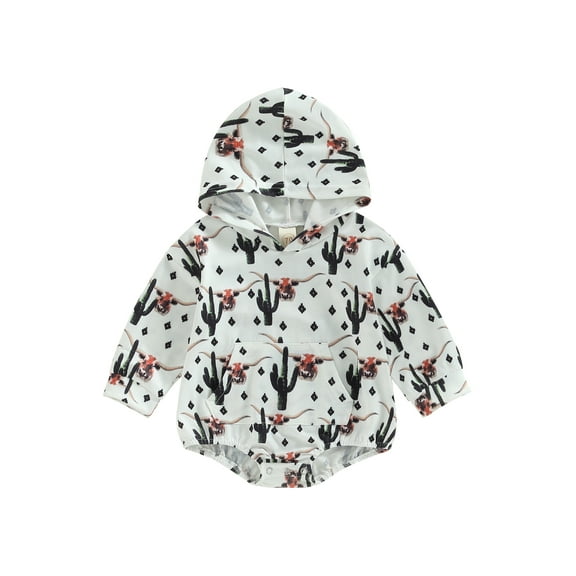 Bagilaanoe Newborn Baby Girl Boy Hooded Rompers Print Long Sleeve Bodysuits 6M 12M 18M 24M Infant Casual One Piece Short Jumpsuit
