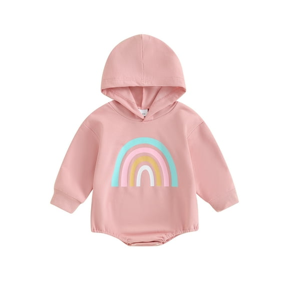 Bagilaanoe Newborn Baby Girl Boy Hoodie Romper Sweatshirt Long Sleeve Bodysuits Rainbow Print Pullover 3M 6M 12M 18M 24M Infant Casual Tee Tops
