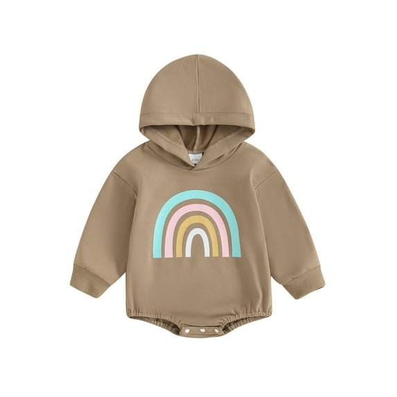 Bagilaanoe Newborn Baby Girl Boy Hoodie Romper Sweatshirt Long Sleeve Bodysuits Rainbow Print Pullover 3M 6M 12M 18M 24M Infant Casual Tee Tops