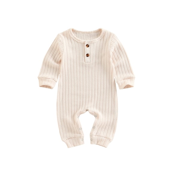 Bagilaanoe Newborn Baby Girl Boy Jumpsuit Knit Long Sleeve Bodysuit 3M 6M 12M 18M Infant Ribbed One Piece Jumpsuit