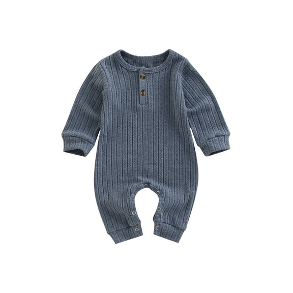 Bagilaanoe Newborn Baby Girl Boy Jumpsuit Knit Long Sleeve Bodysuit 3M 6M 12M 18M Infant Ribbed One Piece Jumpsuit