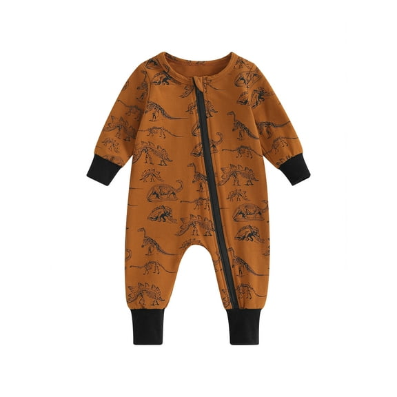 Bagilaanoe Newborn Baby Girl Boy Jumpsuit Print Long Sleeve Bodysuit 3M 6M 12M 18M Infant Zip One Piece Romper