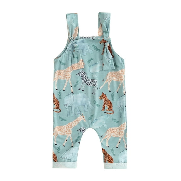 Bagilaanoe Newborn Baby Girl Boy Jumpsuit Sleeveless Cartoon Print Romper Overalls 6M 12M 18M 24M Infant Long Pants Spring Clothes