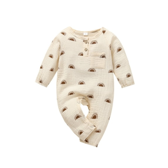 Bagilaanoe Newborn Baby Girl Boy Jumpsuit Sun Print Long Sleeve Bodysuit 3M 6M 12M 18M Infant One Piece Romper