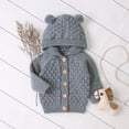 thumbnail image 1 of Bagilaanoe Newborn Baby Girl Boy Knit Cardigan Long Sleeve Hooded Sweater Knitwear Coat 3M 6M 12M 18M 24M Infant Fall Casual Tops Outwear, 1 of 4