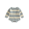 thumbnail image 1 of Bagilaanoe Newborn Baby Girl Boy Knit Romper Sweatshirt Long Sleeve Bodysuit Striped Pullover 3M 6M 12M 18M 24M Infant Casual Tee Tops, 1 of 9