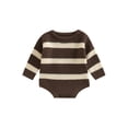 thumbnail image 1 of Bagilaanoe Newborn Baby Girl Boy Knit Romper Sweatshirt Long Sleeve Bodysuit Striped Pullover 3M 6M 12M 18M 24M Infant Casual Tee Tops, 1 of 9