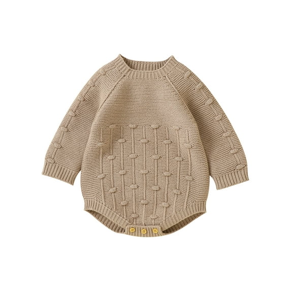 Bagilaanoe Newborn Baby Girl Boy Knitted Romper Sweater Long Sleeve Bodysuits Solid Color Pullover 1M 3M 6M 9M 12M 18M Infant Warm Jumpers Tops Fall Loose Knitwear