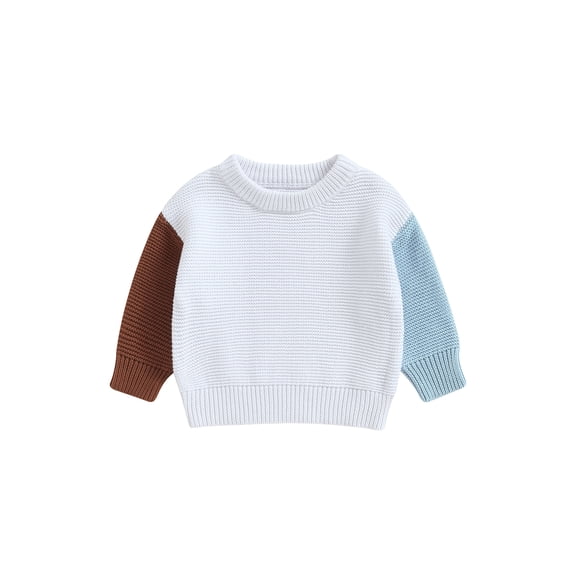 Bagilaanoe Newborn Baby Girl Boy Knitted Sweater Long Sleeve Contrast Color Pullover 3M 6M 9M 12M 18M 24M Infant Warm Jumpers Tops Fall Loose Knitwear