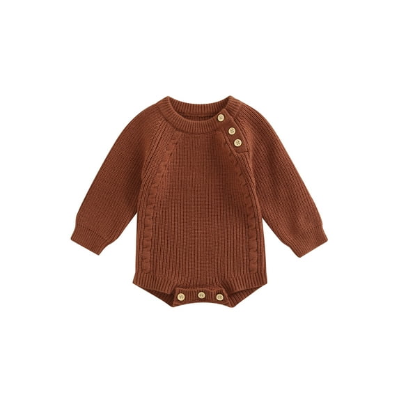 Bagilaanoe Newborn Baby Girl Boy Knitting Romper Sweatshirt Long Sleeve Bodysuit Sweater 6M 9M 12M 18M Infant Casual Ribbed Tops