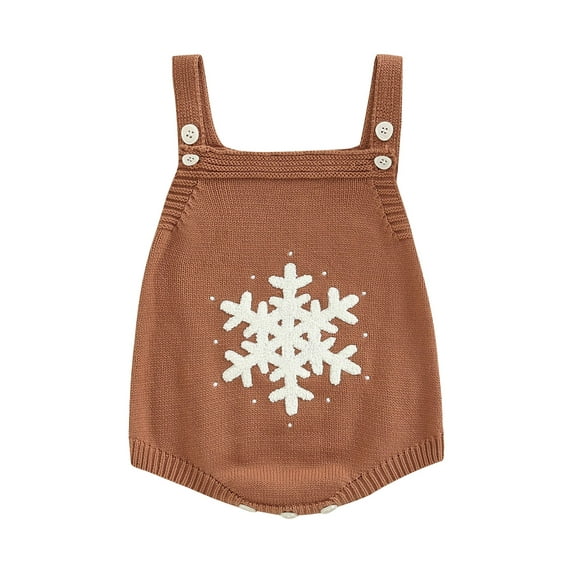 Bagilaanoe Newborn Baby Girl Boy Knitting Rompers Snowflake Print Sleeveless Bodysuit 3M 6M 12M 18M Infant Ribbed One Piece Jumpsuit