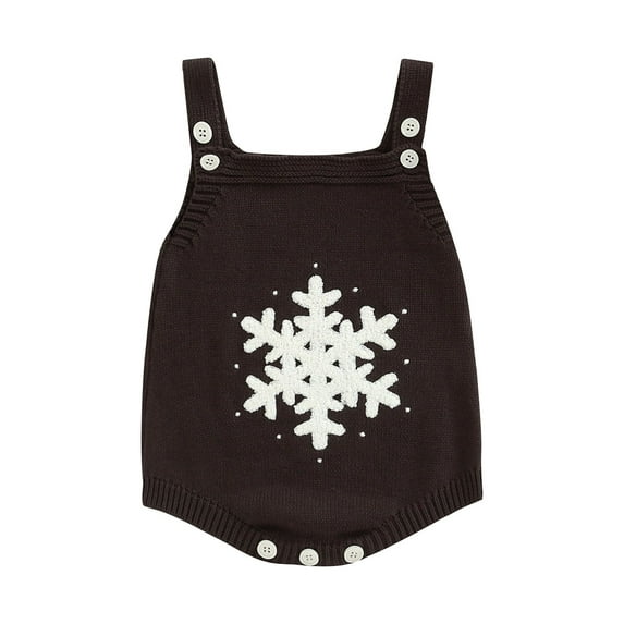 Bagilaanoe Newborn Baby Girl Boy Knitting Rompers Snowflake Print Sleeveless Bodysuit 3M 6M 12M 18M Infant Ribbed One Piece Jumpsuit