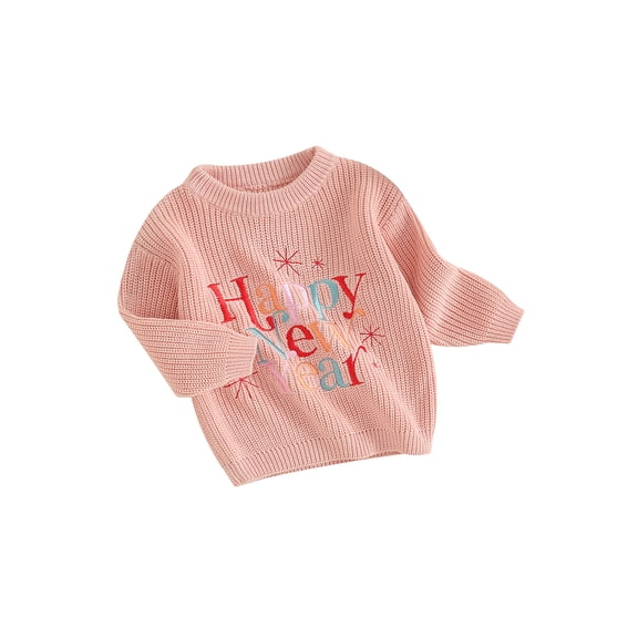 Bagilaanoe Newborn Baby Girl Boy New Year Clothes Knitted Sweater Long Sleeve Letters Embroidery Pullover 3M 6M 9M 12M 18M Infant Warm Jumpers Tops Fall Loose Knitwear