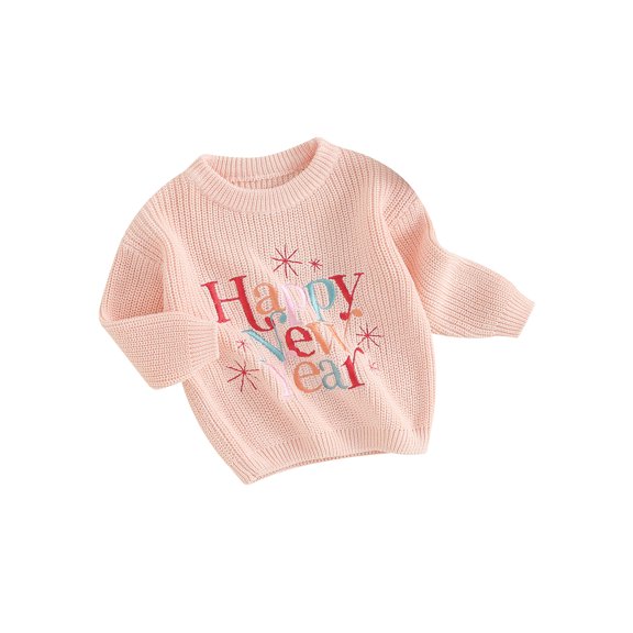 Bagilaanoe Newborn Baby Girl Boy New Year Clothes Knitted Sweater Long Sleeve Letters Embroidery Pullover 3M 6M 9M 12M 18M Infant Warm Jumpers Tops Fall Loose Knitwear