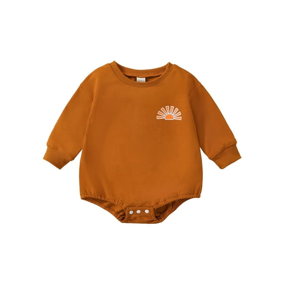 Bagilaanoe Newborn Baby Girl Boy Oversized Romper Long Sleeve Bodysuit Sun/Letter Print One Piece Short Jumpsuit 3M 6M 12M 18M Infant Casual Tops