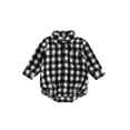 thumbnail image 1 of Bagilaanoe Newborn Baby Girl Boy Oversized Romper Shirts Plaid Print Long Sleeve Bodysuit 6M 12M 18M 24M Infant Casual Tee Tops, 1 of 8