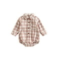 thumbnail image 1 of Bagilaanoe Newborn Baby Girl Boy Oversized Romper Shirts Plaid Print Long Sleeve Bodysuit 6M 12M 18M 24M Infant Casual Tee Tops, 1 of 7