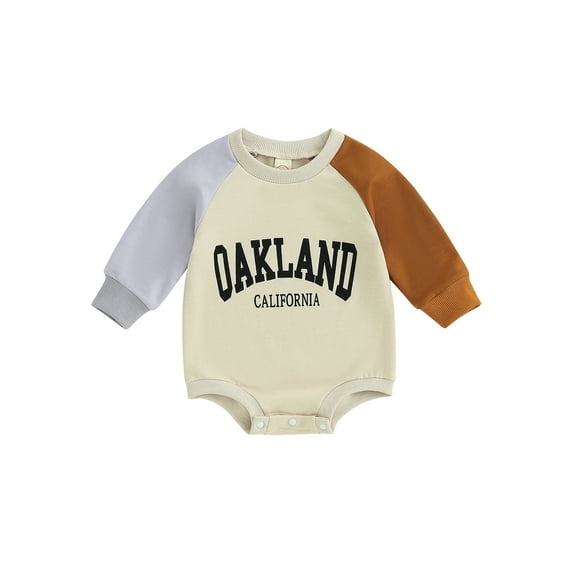 Bagilaanoe Newborn Baby Girl Boy Oversized Romper Sweatshirt Long Sleeve Bodysuit Contrast Color Pullover 6M 12M 18M 24M Infant Casual Tee Tops