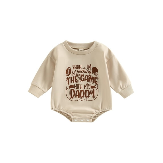Bagilaanoe Newborn Baby Girl Boy Oversized Romper Sweatshirt Long Sleeve Bodysuit Letter Rugby Print Pullover 3M 6M 12M 18M Infant Casual Tee Tops