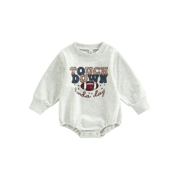 Bagilaanoe Newborn Baby Girl Boy Oversized Romper Sweatshirt Long Sleeve Bodysuit  Letter Rugby Print Pullover 6M 12M 18M 24M Infant Casual Tee Tops
