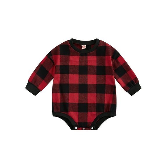 Bagilaanoe Newborn Baby Girl Boy Oversized Romper Sweatshirt Long Sleeve Bodysuit Plaid Pullover 6M 12M 18M 24M Infnat Fall Tee Tops