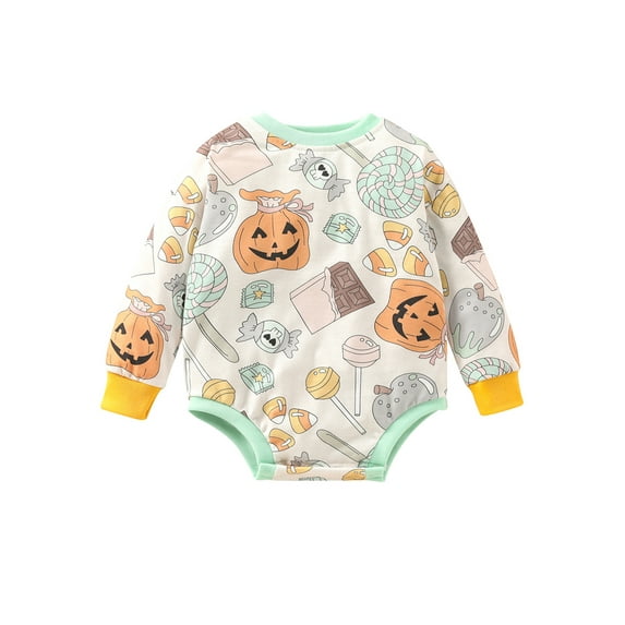 Bagilaanoe Newborn Baby Girl Boy Oversized Romper Sweatshirt Long Sleeve Bodysuit Pumpkin Print Pullover 3M 6M 12M 18M 24M Infant Fall Tops
