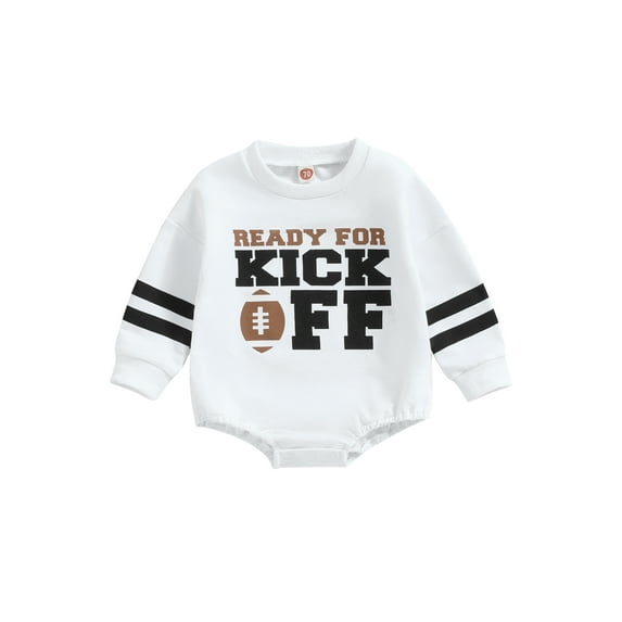 Bagilaanoe Newborn Baby Girl Boy Oversized Romper Sweatshirt Long Sleeve Bodysuit Rugby Letter Print Pullover 6M 12M 18M 24M Infant Casual Tee Tops