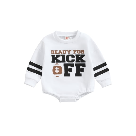 Bagilaanoe Newborn Baby Girl Boy Oversized Romper Sweatshirt Long Sleeve Bodysuit Rugby Letter Print Pullover 6M 12M 18M 24M Infant Casual Tee Tops