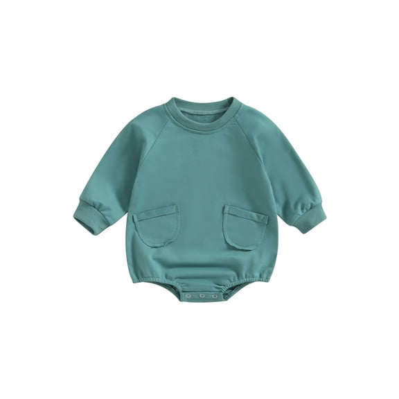 Bagilaanoe Newborn Baby Girl Boy Oversized Romper Sweatshirt Long Sleeve Bodysuit Solid Print Pullover 3M 6M 9M 12M 18M Infant Casual Tee Tops