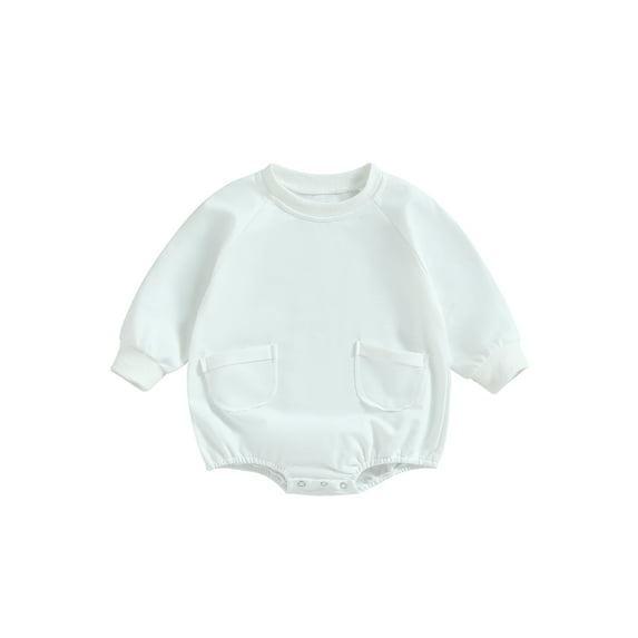 Bagilaanoe Newborn Baby Girl Boy Oversized Romper Sweatshirt Long Sleeve Bodysuit Solid Print Pullover 3M 6M 9M 12M 18M Infant Casual Tee Tops