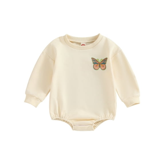 Bagilaanoe Newborn Baby Girl Boy Oversized Romper Sweatshirt Long Sleeve Bodysuits Butterfly Print Pullover 3M 6M 12M 18M Infant Casual Tee Tops