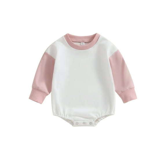 Bagilaanoe Newborn Baby Girl Boy Oversized Romper Sweatshirt Long Sleeve Bodysuits Contrast Color Pullover 6M 12M 18M 24M Infant Casual Tee Tops