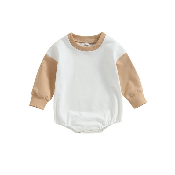 Bagilaanoe Newborn Baby Girl Boy Oversized Romper Sweatshirt Long Sleeve Bodysuits Contrast Color Pullover 6M 12M 18M 24M Infant Casual Tee Tops