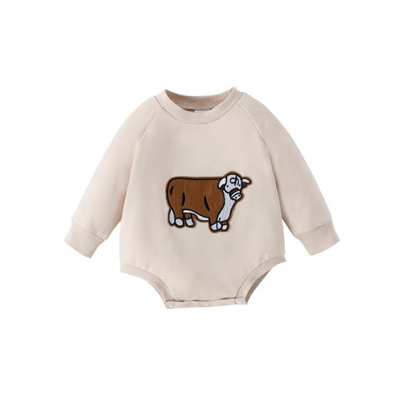 Bagilaanoe Newborn Baby Girl Boy Oversized Romper Sweatshirt Long Sleeve Bodysuits Embroidery Pullover 3M 6M 12M 18M Infant Casual Tee Tops