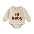 thumbnail image 1 of Bagilaanoe Newborn Baby Girl Boy Oversized Romper Sweatshirt Long Sleeve Bodysuits Letter Embroidered Pullover 3M 6M 12M 18M Infant Casual Tee Tops, 1 of 7