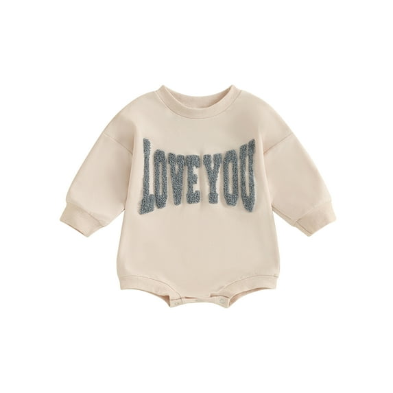 Bagilaanoe Newborn Baby Girl Boy Oversized Romper Sweatshirt Long Sleeve Bodysuits Letter Embroidery Pullover 3M 6M 12M 18M Infant Casual Tee Tops