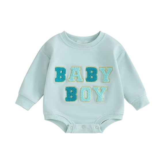 Bagilaanoe Newborn Baby Girl Boy Oversized Romper Sweatshirt Long Sleeve Bodysuits Letter Embroidery Pullover 3M 6M 12M 18M Infant Casual Tee Tops