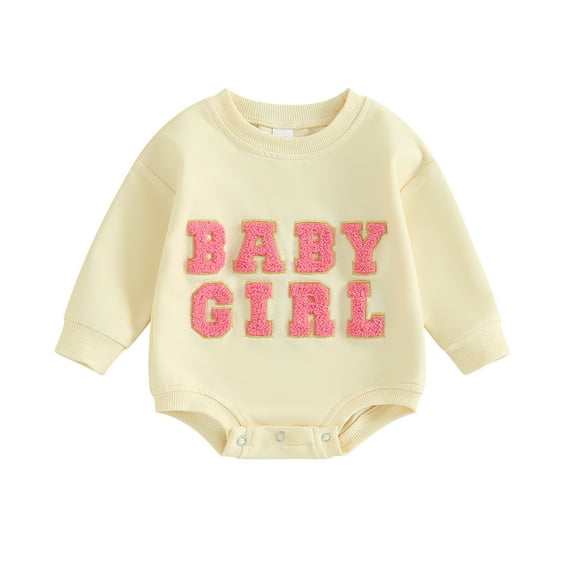 Bagilaanoe Newborn Baby Girl Boy Oversized Romper Sweatshirt Long Sleeve Bodysuits Letter Embroidery Pullover 3M 6M 12M 18M Infant Casual Tee Tops