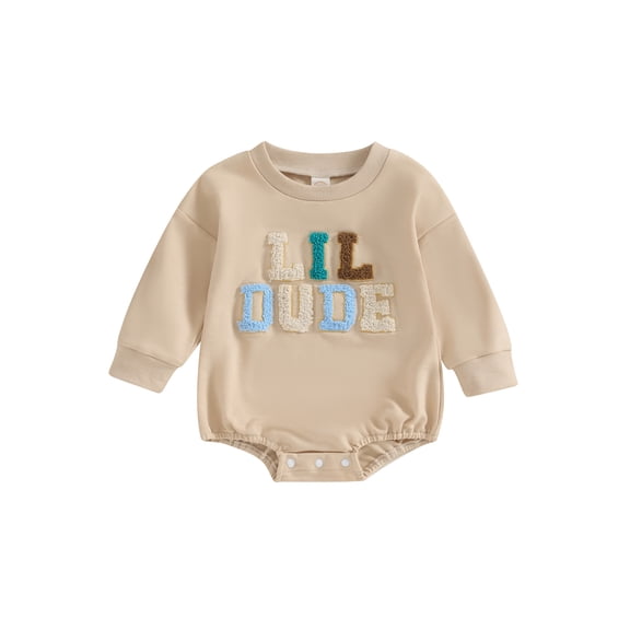 Bagilaanoe Newborn Baby Girl Boy Oversized Romper Sweatshirt Long Sleeve Bodysuits Letter Embroidery Pullover 3M 6M 12M 18M Infant Casual Tee Tops